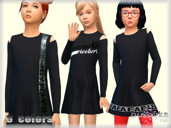 Sims 4 — Dress Child female by bukovka — Elegant dress made of woolen cloth with open shoulders for girls, children. It