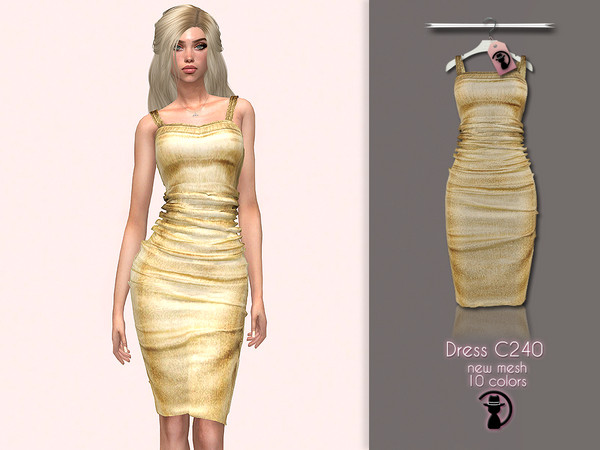 Sims 4 — Dress C240 by Daph's — 10 Swatches Compatible with HQ mod Works with all of skins Custom Thumbnail New Mesh All