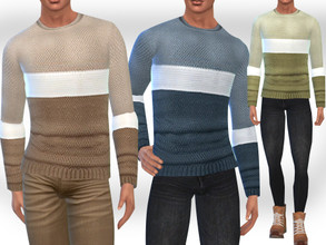 Sims 4 — Male Sims Sweaters by saliwa — Male Sims Sweaters 3 colour line sweaters by Saliwa