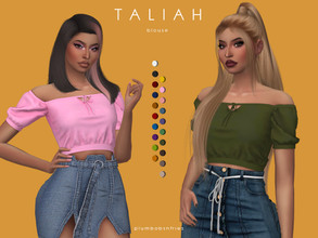 Sims 4 — TALIAH | blouse by Plumbobs_n_Fries — New Mesh Off Shoulder Cropped Blouse HQ Texture Female | Teen - Elders Hot