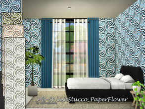 Sims 4 — MB-StylishStucco_PaperFlower by matomibotaki — MB-StylishStucco_PaperFlower, plastic structured wallpaper with
