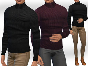 Sims 4 — TurtleNeck Men Pullovers by saliwa — TurtleNeck Men Pullovers 3 new design by Saliwa Men Casual Wear