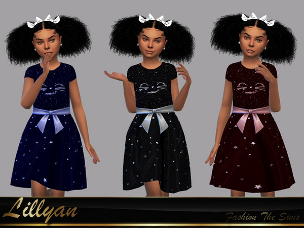 Sims 4 — Dress Carollyni by LYLLYAN — Dress in 3 colors. Base game .