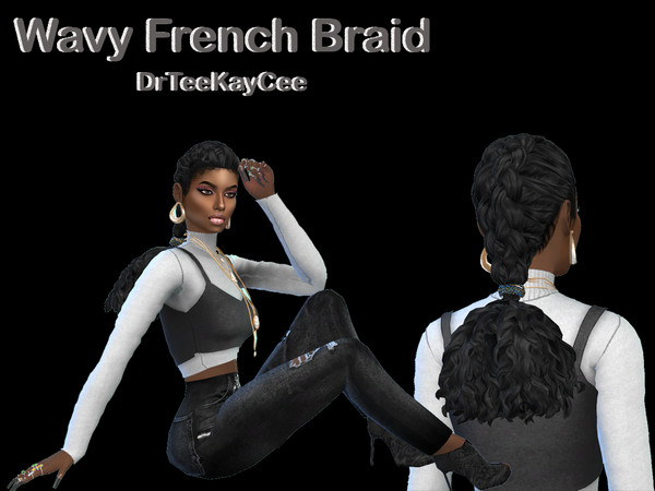 Sims 4 — Wavy French Braid - Base Compatible by drteekaycee — Here is a different take to the Long Braid Pony from Snowy