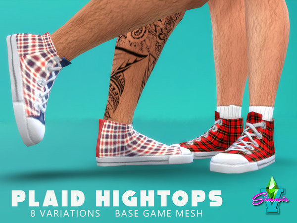 Sims 4 — SimmieV Plaid Hightops by SimmieV — Footwear is not usually something I get involved with, but I've been having