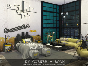 Sims 4 — NY CORNER by dasie22 — NY CORNER is a bedroom loft with some attractions. Please, use code bb.moveobjects on