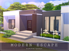 Sims 4 — Modern Escape  by Summerr_Plays — A one-bedroom, one-bathroom modern home in Mt.Komorebi. Perfect for a young