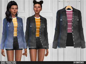Sims 4 — ShakeProductions 560 - Top by ShakeProductions — Oversized Denim Jacket with basic top Tops/Jackets New Mesh All