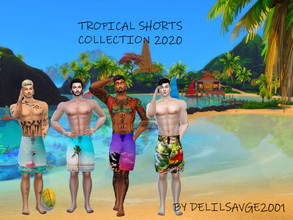 Sims 4 — Tropical Shorts Collection 2020 by delilsavage2001 — This is a tropical swimwear for men or whatever gender you