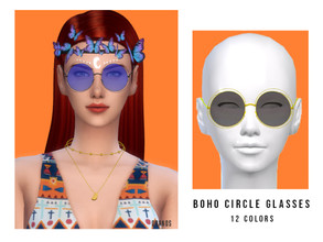 Sims 4 — Boho Circle Sunglasses by OranosTR — - New Mesh - HQ mode compatible - 12 Colors - Specular map included Hope