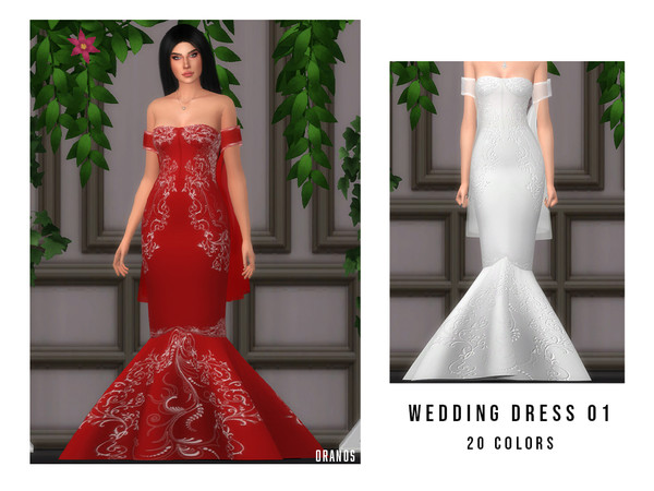 Sims 4 — Wedding Dress 01 by OranosTR — - New Mesh - HQ mode compatible - Specular and Normal map included - 20 Colors -