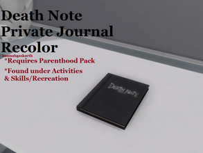 Sims 4 — Death Note Journal [REQUIRES PARENTHOOD] by hannahgaskarth2 — I recolored the kids' journal to look like the
