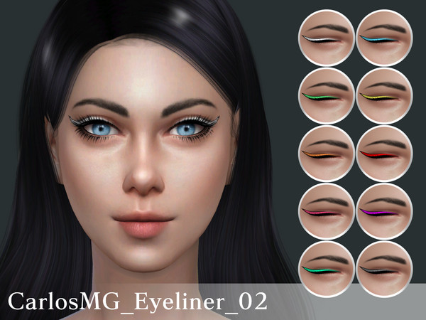 Sims 4 — CarlosMG_Eyeliner_02 by CarlosMG — Bright colored eyeliner. 10 colors. Custom thumbnail. Base game compatible.