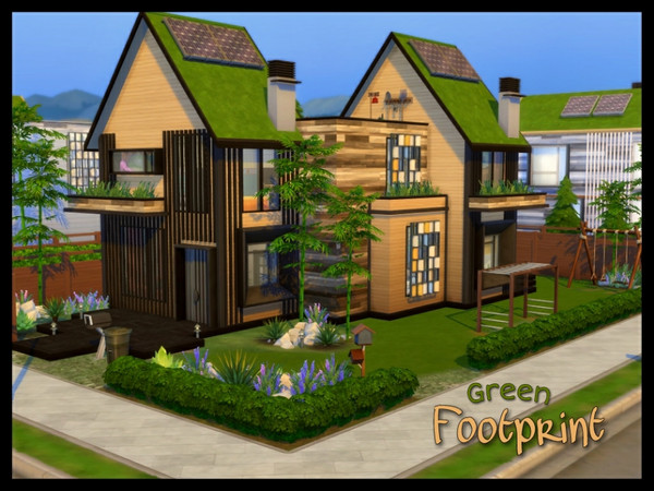 Sims 4 — Green Footprint by Sparky — Green Footprint is a 3 bedroom 2 bathroom Eco Friendly Family home. It was inspired
