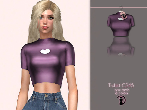 Sims 4 — T-shirt C245 by Daph's — 6 Swatches Compatible with HQ mod Works with all of skins Custom Thumbnail New Mesh All