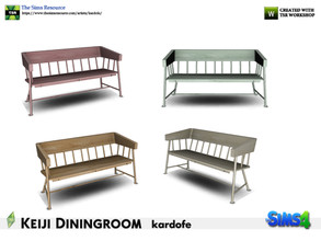 Sims 4 — kardofe_Keiji Diningroom_Bench by kardofe — Wooden bench with simple lines, in four colour options 