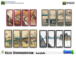 Sims 4 — kardofe_Keiji Diningroom_Pictures by kardofe — Group of four oriental-themed paintings, in four colour options 