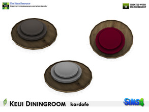 Sims 4 — kardofe_Keiji Diningroom_Tray with plates by kardofe — Round wooden tray with plates on top, in three colour