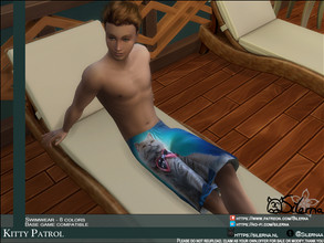Sims 4 — Kitty Patrol by Silerna — Kitty! The best swim trunks are with...flowers and cats. Everyone knows that :). These