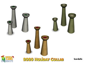 Sims 4 — 2020 Holiday Collab TSR_kardofe_Candlesticks by kardofe — Set of three candlesticks with their candles, in three