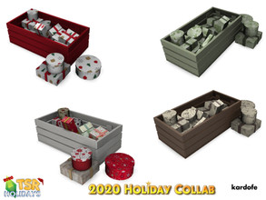 Sims 4 — 2020 Holiday Collab TSR_kardofe_Gift box by kardofe — Wooden box with many gifts inside, in four colour options