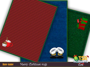 Sims 4 — Holiday Wonderland _Christmas merry  rugs by evi —  These three colour choice of rugs will decorate your