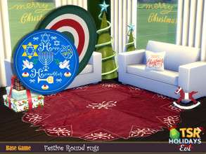 Sims 4 — Holiday Wonderland _ festive round rugs by evi —  These three colour options of rugs will decorate your Holidays