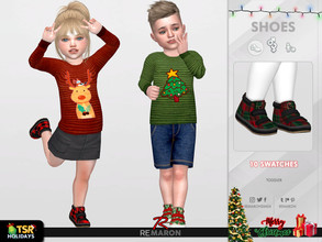 Sims 4 — Holiday Wonderland - Christmas Shoes T01 by remaron — -10 Swatches available -Toddler Category -Custom CAS