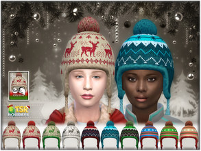 Sims 4 — Kids Winter Hat - Holiday Wonderland by BAkalia — Hello :) Children's hats with a Christmas and winter theme.