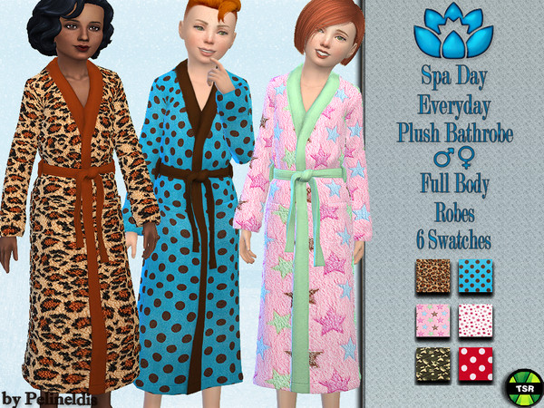 Sims 4 — Plush Robe - Needs GP Spa Day by Pelineldis — A cute plush robe for boys and girls. Comes in six different
