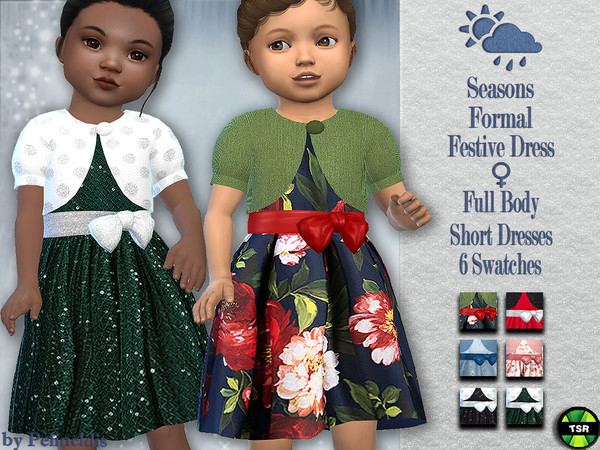 Sims 4 — Toddler Festive Dress - Needs EP Seasons by Pelineldis — A sweet festive dress with bolero jacket. Comes in six