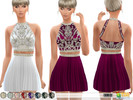 Sims 4 — Holiday Wonderland - High Neck Two-Piece Dress by ekinege — Embellished short dress. 10 different colors.