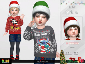 Sims 4 — Holiday Wonderland - Santa hat for Toddler  by remaron — ==== MESH EDIT ==== -07 Swatches available -All lods