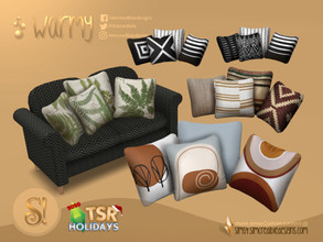 Sims 4 — Holiday Wonderland - Warmy 4 Cushions for loveseat by SIMcredible! — by SIMcredibledesigns.com available at TSR