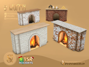 Sims 4 — Holiday Wonderland - Warmy fireplace bricks by SIMcredible! — September 2021 - updated version _________________