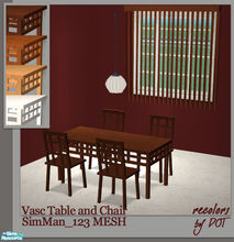 Sims 2 — Vasc Table And Chairs by DOT — Vasc Table And Chair recolors by DOT of The Sims Resource. Matching in-game wood