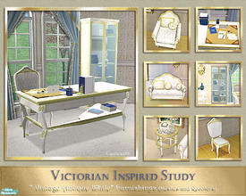 Sims 2 — Victorian Inspired Study by Cashcraft — The Victorian Inspired Study set features 8 new meshes. The new meshes