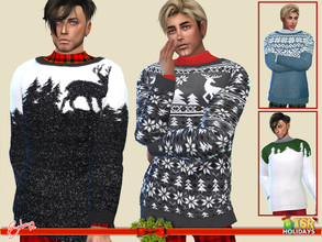 Sims 4 — Holiday Wonderland - Christmas wide sweater for man by Birba32 — Four big and wide sweaters for man in winter