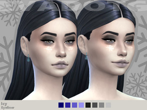 Sims 4 — ICY eyeliner by EvaDotG — ~4 blue swatches. ~4 black / gray swatches. ~Shiny snowflake.