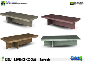 Sims 4 — kardofe_Keiji LivingRoom_CoffeeTable by kardofe — Coffee table, made of wood, with simple and plain lines, in
