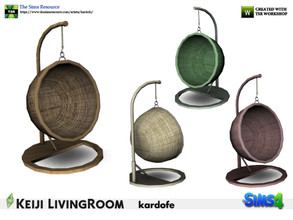 Sims 4 — kardofe_Keiji LivingRoom_Hanging chair by kardofe — Hanging chair, built with a large wicker basket, in four