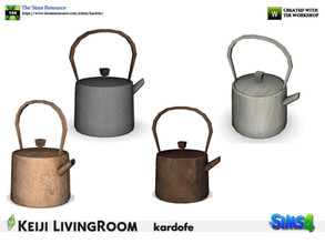 Sims 4 — kardofe_Keiji LivingRoom_Teapot by kardofe — Oriental style metal teapot in four color options 