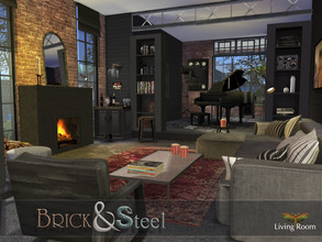 Sims 4 — Brick & Steel - Living Room by fredbrenny — The Much family were evicted (by me) against their will, and now