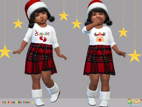 Sims 4 — Holiday Wonderland-Dress baby Carla  by LYLLYAN — Dress in 2 prints . Need the Toddler Stuff pack so it works in
