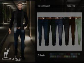 Sims 4 — DSF PANT CYANEUS by DanSimsFantasy — Male jeans with belt (without relief). It has 25 variants of shades and