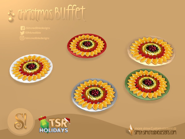 Sims 4 — Holiday Wonderland - Christmas Buffet - fruits tray by SIMcredible! — by SIMcredibledesigns.com available at TSR