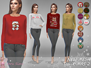 Sims 4 — Top X-MAS 2 - NEW MESH by Jaru_Sims — New Mesh HQ mod compatible All LODs 12 swatches Teen to elder Custom