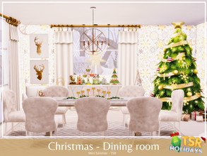 Sims 4 — Holiday Wonderland - Christmas Dining room by Mini_Simmer — Room type: Dining room Size: 6x6 Price: $13,489 Wall
