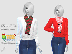 Sims 4 — Winter Wonderland Blouse N 12 by pizazz — NEW MESH included with download Base game 10 colors / swatches HQ -