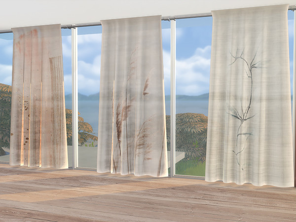 Sims 4 — Bedroom Faye Decor - Curtain R (Short Wall) by ung999 — Bedroom Faye Decor - Curtain R (Short Wall) Color